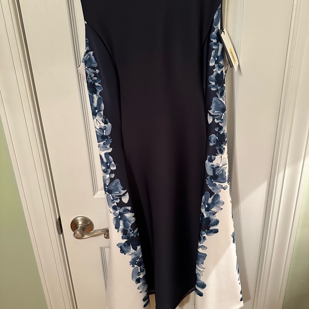 Calvin Klein Navy and White Floral Mini Dress